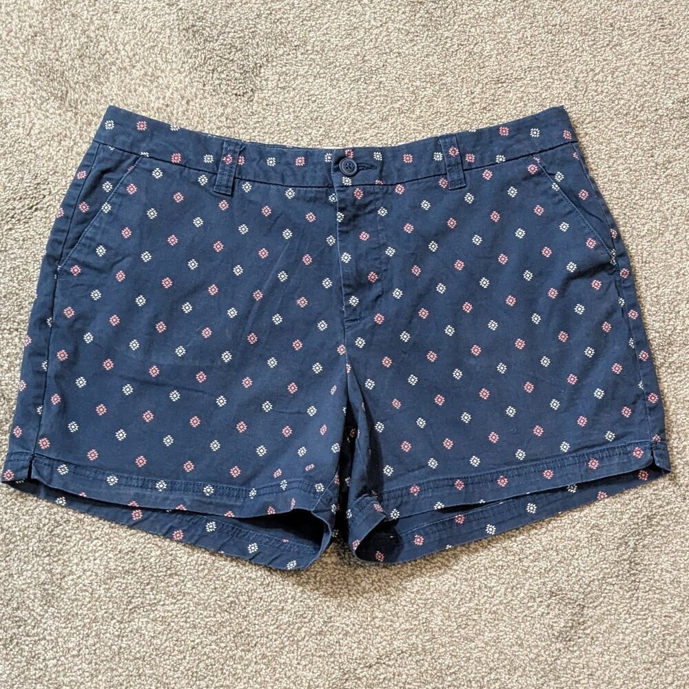 MAGELLAN Blue/Pink Cotton Stretch Mid-Rise Shorts; Size 16